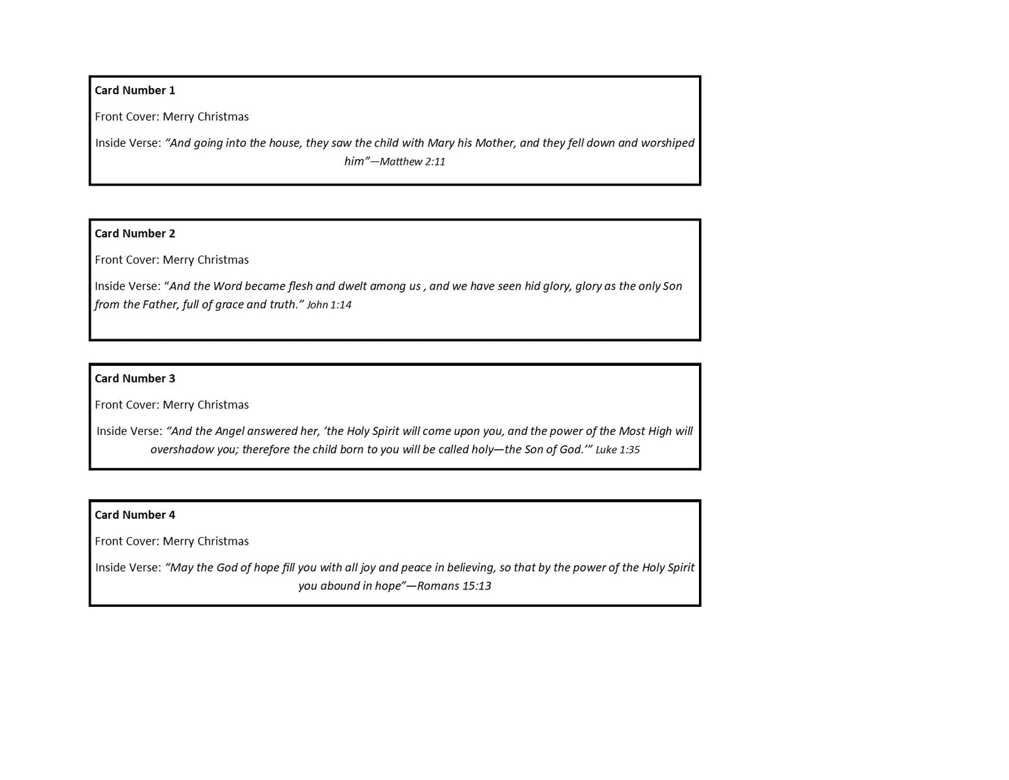 Assorted Our Lady of Champion Christmas cards